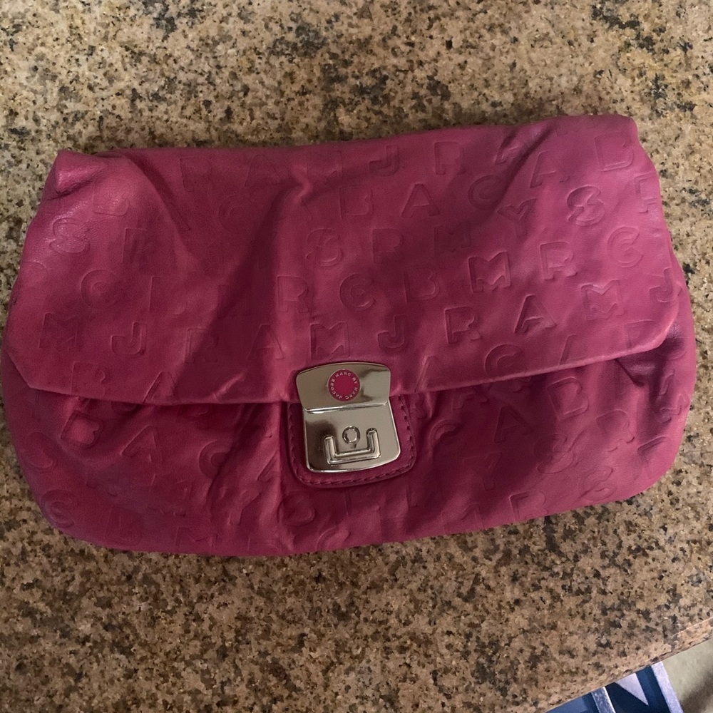 Marc by Marc Jacobs fuchsia leather clutch